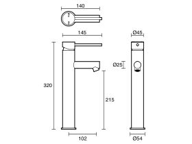 Sussex Scala Extended Basin Mixer Tap with 100mm Extension Pin