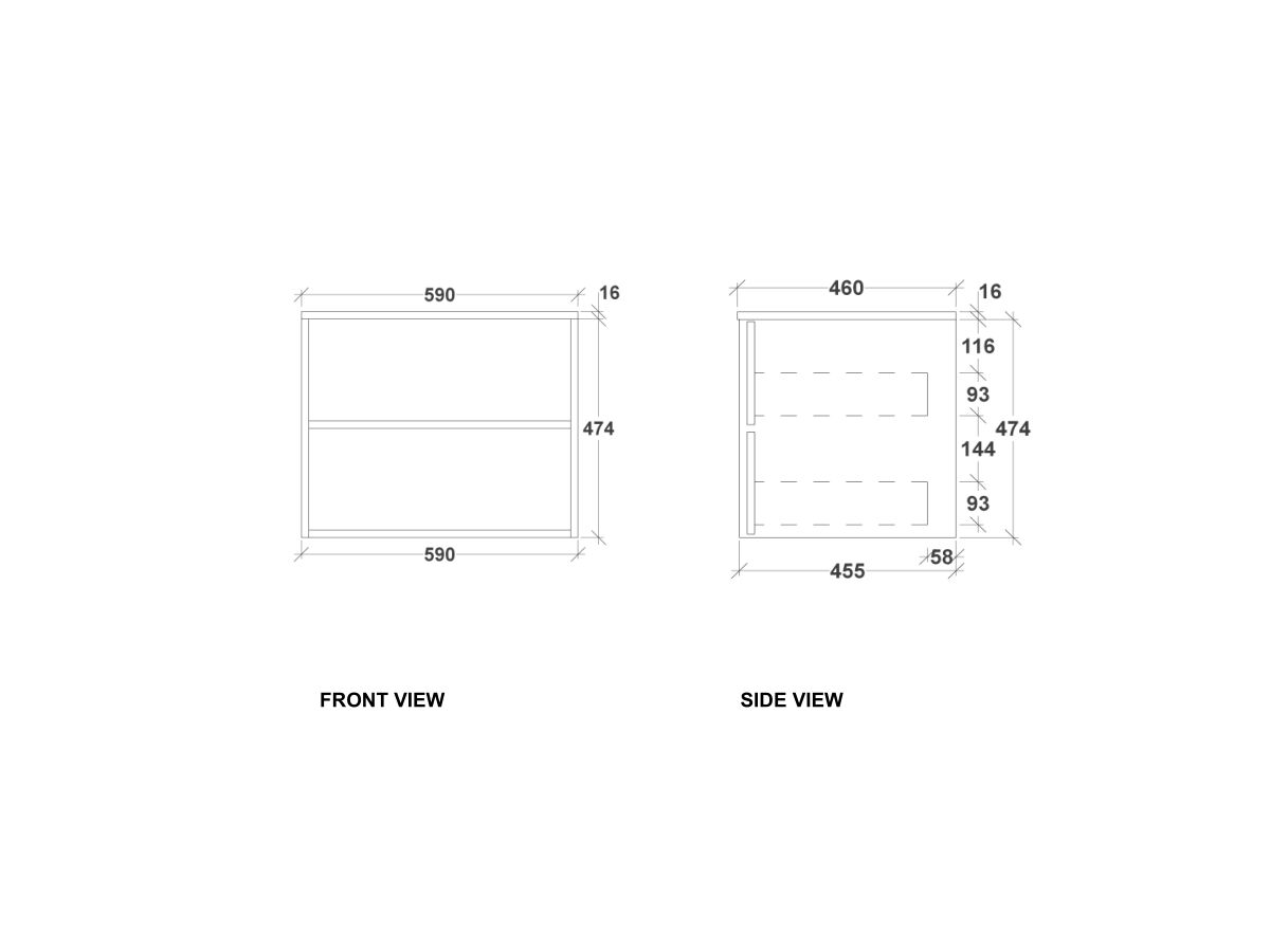 Kado Aspect 600mm Wall Hung Vanity Unit Timber Top