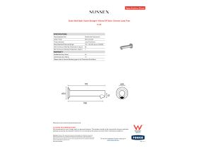 Specification Sheet - Scala Wall Bath Outlet Straight 160mm EP Satin Chrome Lead Free