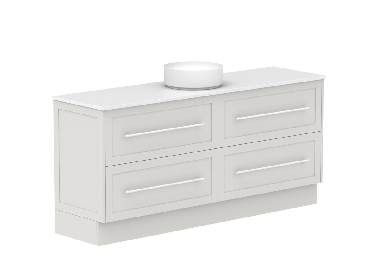 Supporting Image - Kado Lux 1800mm All Drawer Floor Mounted Vanity Unit 4 Drawers Centre Bowl Vanity 20mm Top