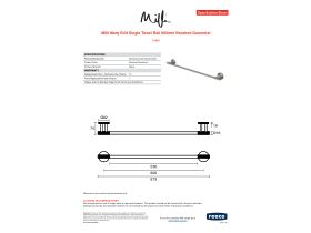 Specification Sheet - Milli Marq Edit Single Towel Rail 600mm Brushed Gunmetal