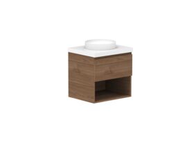 Supporting Image - Posh Domaine 600mm Wall Hung Vanity Unit All-Drawer Open Shelf 50mm Top