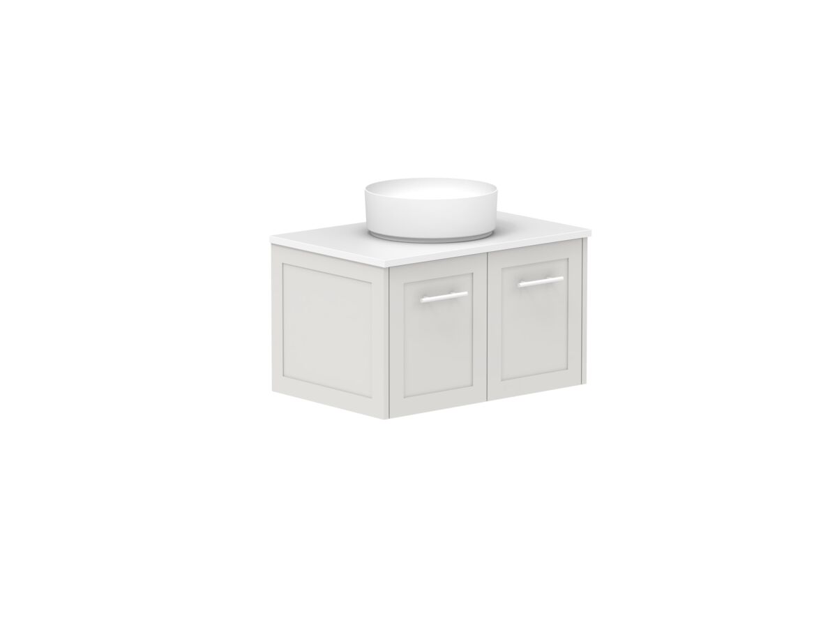 Supporting Image - Kado Lux All Door 750mm Wall Hung Vanity Centre Basin 20mm - Feather Grey - Angle