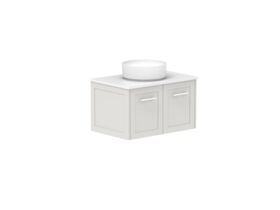 Supporting Image - Kado Lux All Door 750mm Wall Hung Vanity Centre Basin 20mm - Feather Grey - Angle