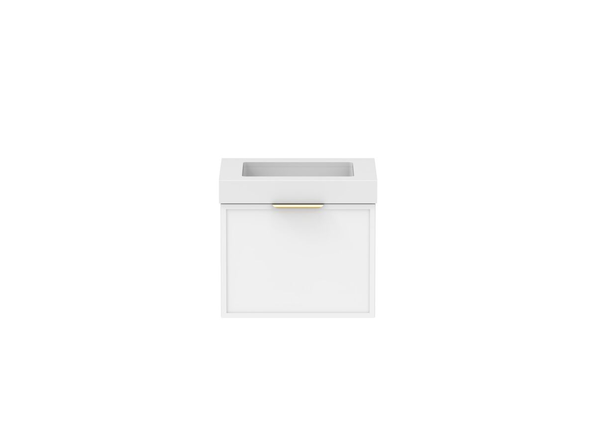 Supporting Image - Kado Lux Slim All Drawer 600mm Wall Hung Vanity with Centre Basin 90mm Top Matte White