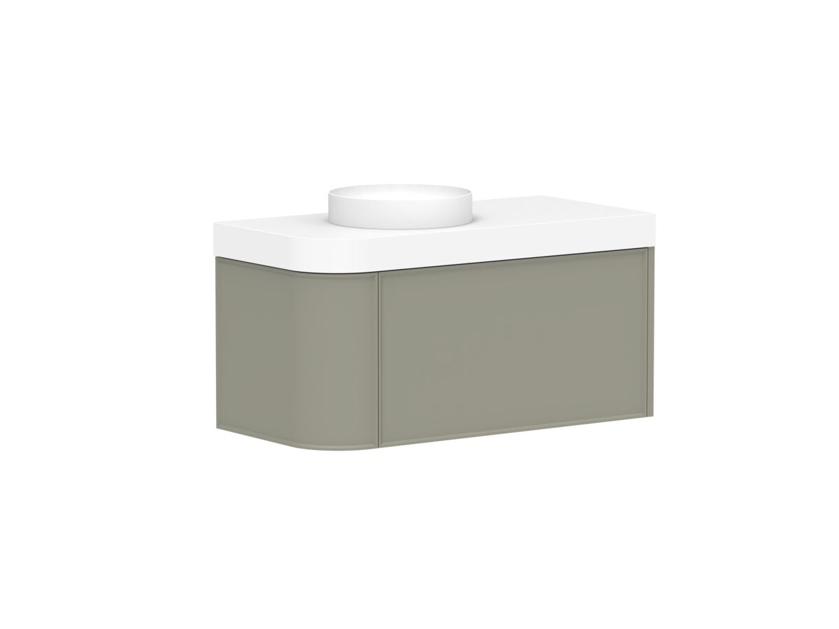 Supporting Image - Kado Era Single Curve All Drawer 1050mm Wall Hung Vanity Left Hand Basin 90mm Durasein Top Wolfram Green