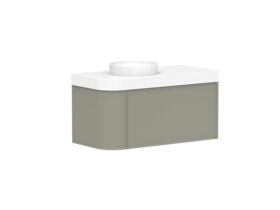 Supporting Image - Kado Era Single Curve All Drawer 1050mm Wall Hung Vanity Left Hand Basin 90mm Durasein Top Wolfram Green
