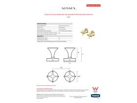 Specification Sheet - Sussex Oria Cross Handle Wall Top Assembly PVD Brushed Gold Lead Free