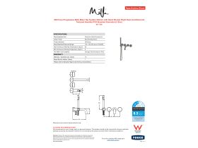 Specification Sheet - Milli Pure Progressive Bath Mixer Tap System 250mm with Handshower Right Hand and Diamond Textured Handles PVD Brushed Gunmetal (3 Star)