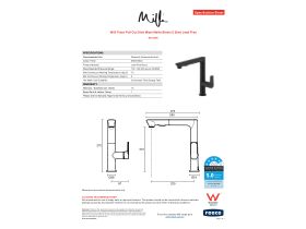 Specification Sheet - Milli Trace Pull Out Sink Mixer Matte Black (5 Star) Lead Free