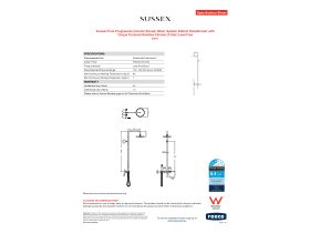 Specification Sheet - Sussex Pure Progressive Column Shower Mixer System 250mm Handshower with Cirque Textured Handles Chrome (3 Star) Lead Free