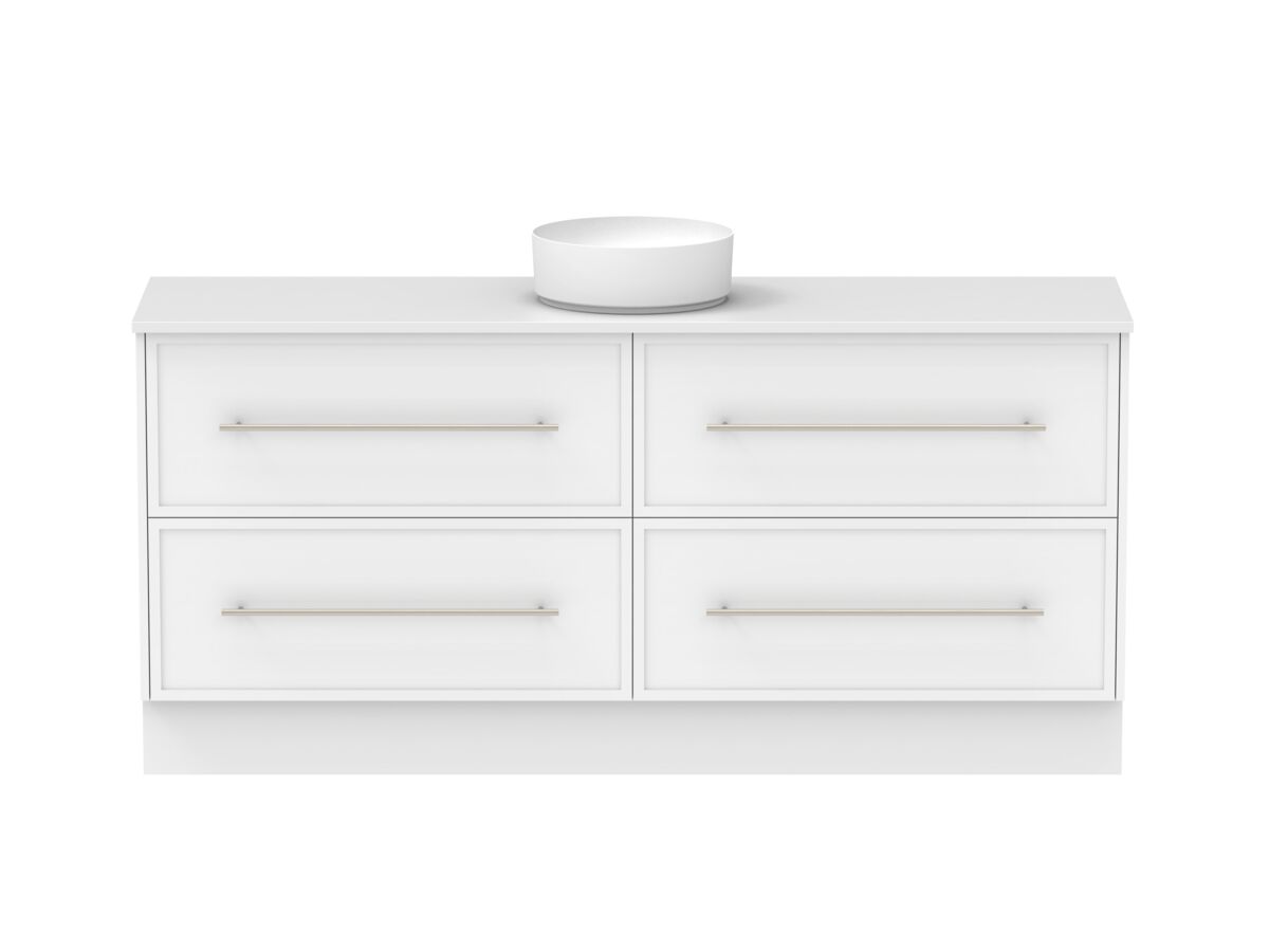 Hero - Kado Lux 1800mm All Drawer Floor Mounted Vanity Unit 4 Drawers Centre Bowl Vanity 20mm Top Shaker
