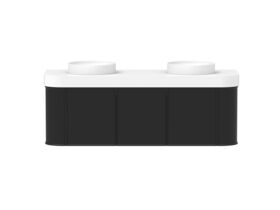 Hero - Kado Era Double Curve All Door 1500mm Wall Hung Vanity Double Basin 90mm Durasein Top Matte Black
