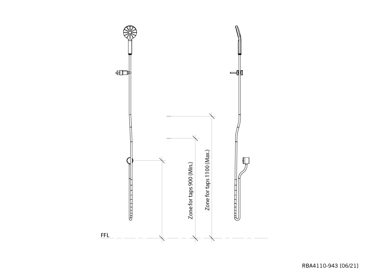 Shower Handset with 2 Meter Hose and Slider