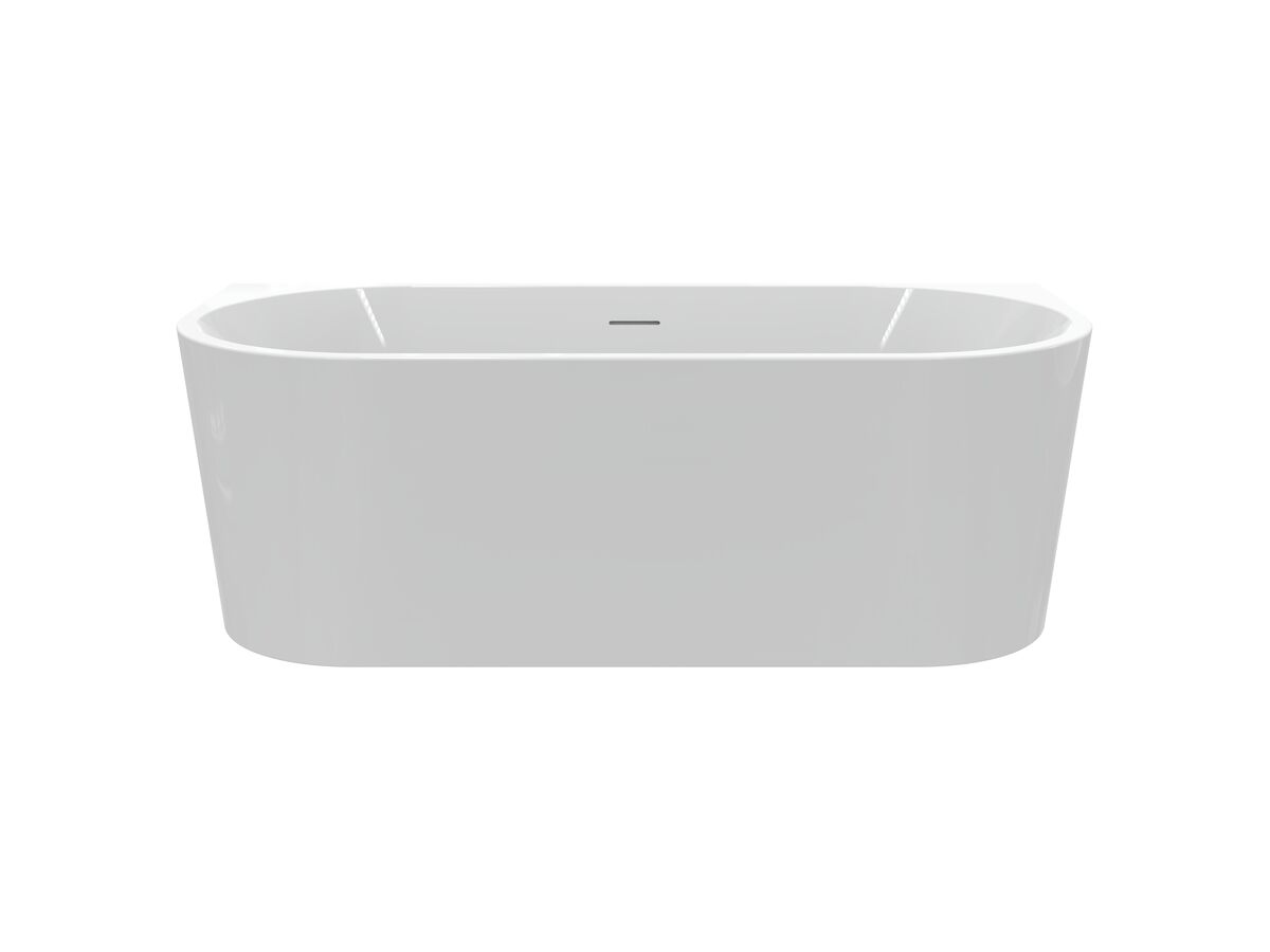 Hero - Posh Solus Back to Wall Freestanding Bath 1600mm with Overflow Gloss White