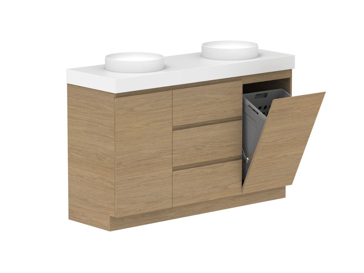 Supporting Image - Posh Domaine Plus Hamper 1500 Floor Mounted Double Bowl 90mm Top
