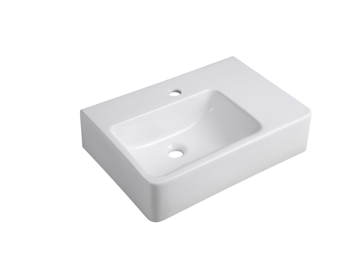 Wolfen Wall Basin Right Hand Shelf 565 x 395 x 145mm 1 Taphole White