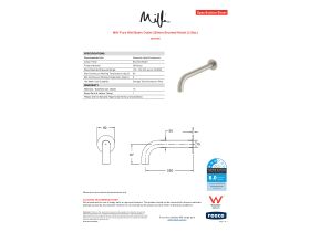 Specification Sheet - Milli Pure Wall Basin Outlet 250mm Brushed Nickel (3 Star)
