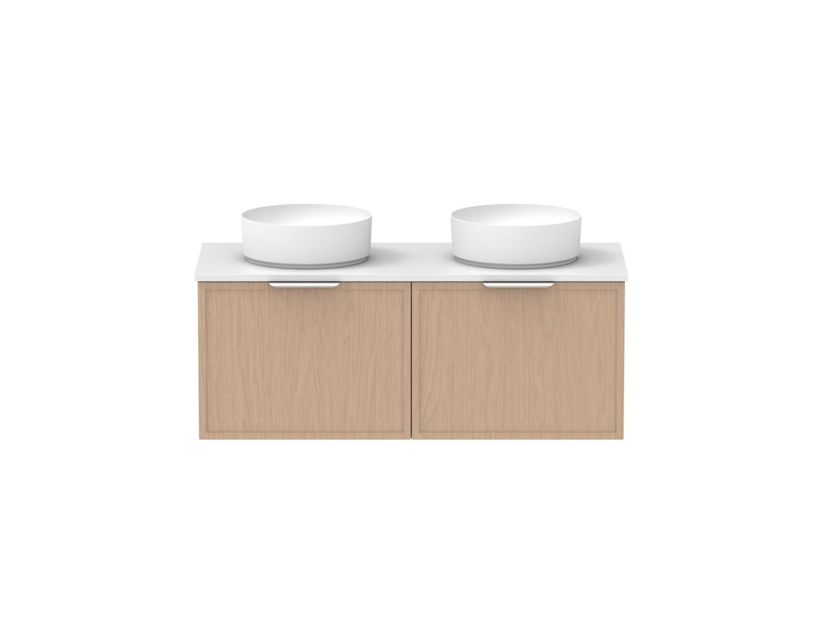 Supporting Image - Kado Lux Slim All Drawer 1200mm Wall Hung Vanity with Double Basin 20mm Top Blonde Oak