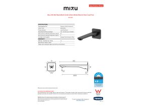 Specification Sheet - Mizu Silk Wall Basin/Bath Outlet 220mm Matte Black (6 Star) Lead Free