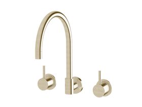Sussex Scala Wall Sink Set Curved LUX PVD Brushed Platinum Gold (3 Star)