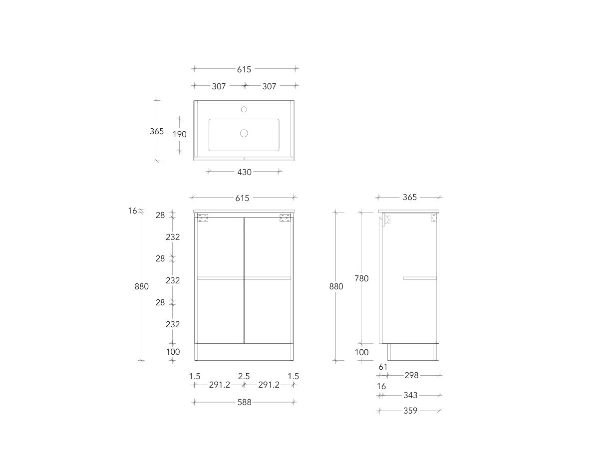 Posh Domaine Ensuite 600 Floor Mount Ceramic