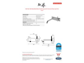 Specification Sheet - Milli Etch Wall Basin/Bath Mixer Tap Set Square Kit Chrome (6 Star) Lead Free