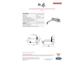 Specification Sheet - Milli Etch Wall Basin/Bath Mixer Tap Set Square Kit Chrome (6 Star)