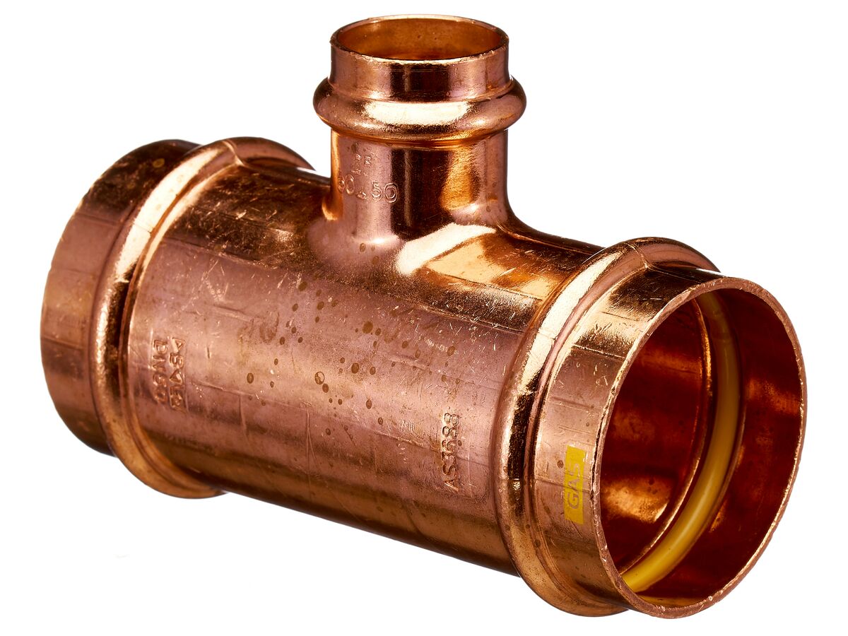 >B< Press Gas Reducing Tee 50mm x 50mm x 25mm