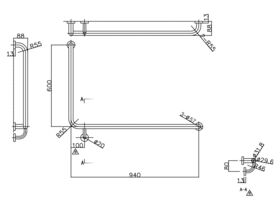 Mobi Right Hand Grab Rail 940 x 600mm 90 Degree