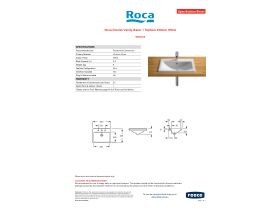 Specification Sheet - Roca Diverta Vanity Basin 1 Taphole 550mm White