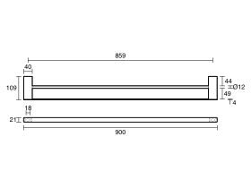 Technical Drawing - Mizu Bloc Double Towel Rail 900mm