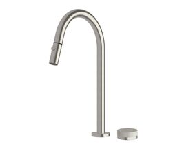 Sussex Pure Progressive Sink Mixer Tap Set with Pull Out Spray and Linear Textured Handle PVD Brushed Nickel (4 Star)