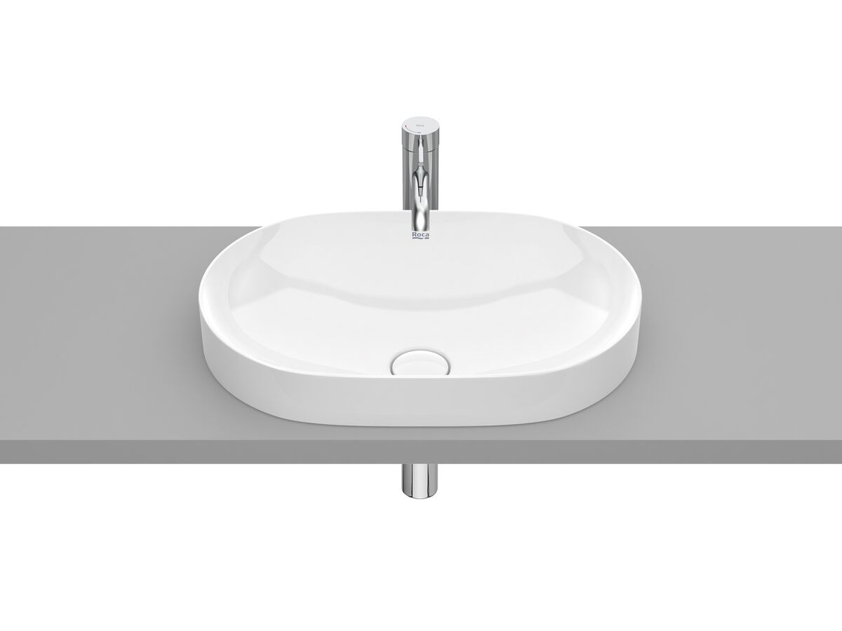 Roca Inspira Round Oval Semi Inset Basin 550mm x 370mm Gloss White