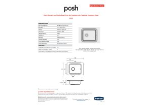 Specification Sheet - Posh Solus Care Single Bowl Sink No Taphole with Overflow Stainless Steel