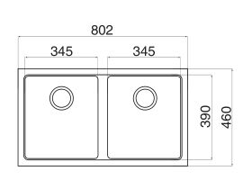 Franke Impact Granite IMG120-35 Double Bowl Undermount Sink Only