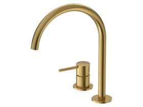Hero - Mizu Drift Medium Height Hob Mixer Set Brushed Brass (6 Star) Lead Free