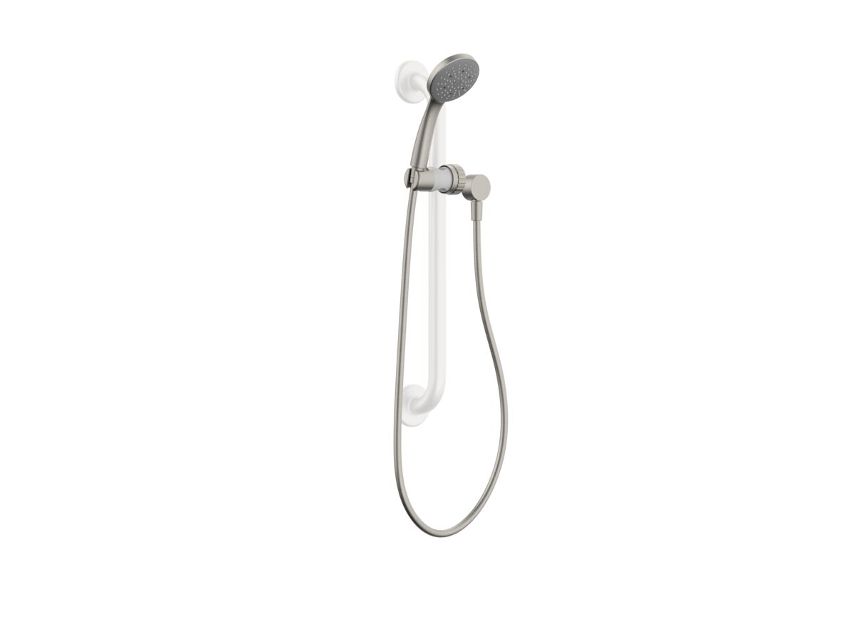 Supporting Image - Posh Solus MK3 Grab Single Rail Shower Conversion Kit 1 Function with Wall Water Inlet Brushed Nickel (4 Star)