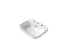 Hero - Caroma Forma II 500mm Inset Tap Landing Three Tapholes with Overflow Gloss White