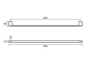 Technical Drawing - Mizu Bloc Single Towel Rail 900mm