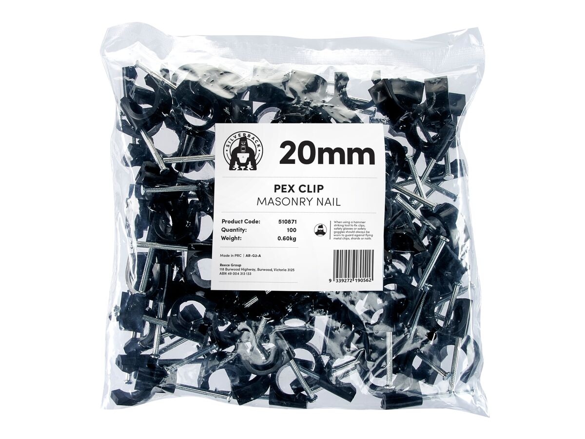 SILVERBACK PEX CLIP 20MM M/NAIL (100)