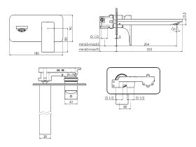 Milli Zato Bath Wall Mixer Set