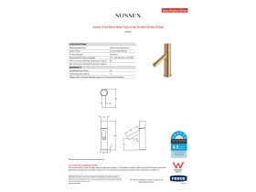 Specification Sheet - Sussex Pure Basin Mixer Tap Living Tumbled Brass (6 Star)