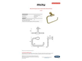Specification Sheet - Mizu Drift Square Guest Towel Holder Brushed Brass