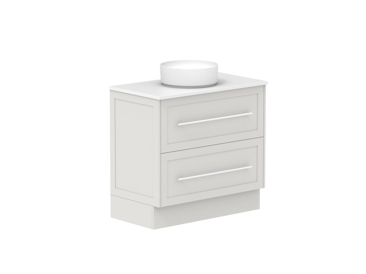 Supporting Image - Kado Lux All Drawer 900mm Floor Mounted Vanity Centre Basin 20mm - Feather Grey - Angle