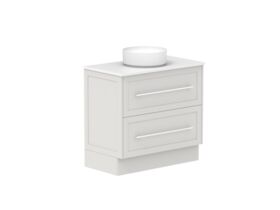 Supporting Image - Kado Lux All Drawer 900mm Floor Mounted Vanity Centre Basin 20mm - Feather Grey - Angle
