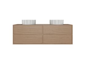Supporting Image - Kado Aspect 1500mm Wall Hung Vanity Unit Double Bowl Timber Top - Boston Oak