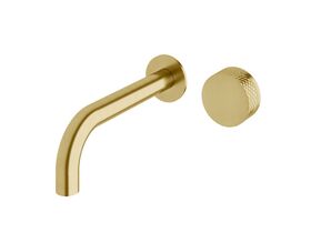 Sussex Pure Progressive Wall Bath/Basin Mixer Tap System 200mm with Diamond Textured Handle PVD Brushed Gold (3 Star)