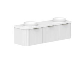 Supporting Image 2- Kado Neue Fluted Single Curve All Drawer 1650mm Wall Hung Vanity with Double Basin Durasein 50mm Top Ultra White