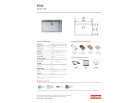 Specification Sheet - Franke Bow Mega Single Bowl Sink 680mm Stainless Steel